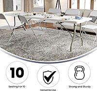 Flash Furniture Kathryn 8' Rectangular Plastic Folding Event Table with Carrying Handle, Bi-Fold Portable Banquet Table for Indoor/Outdoor Events, Granite White, 30"W x 96"L