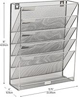 Mind Reader 5-Tier Vertical File Storage Basket, 16inH x 4in W x 12-3/4in D, Silver