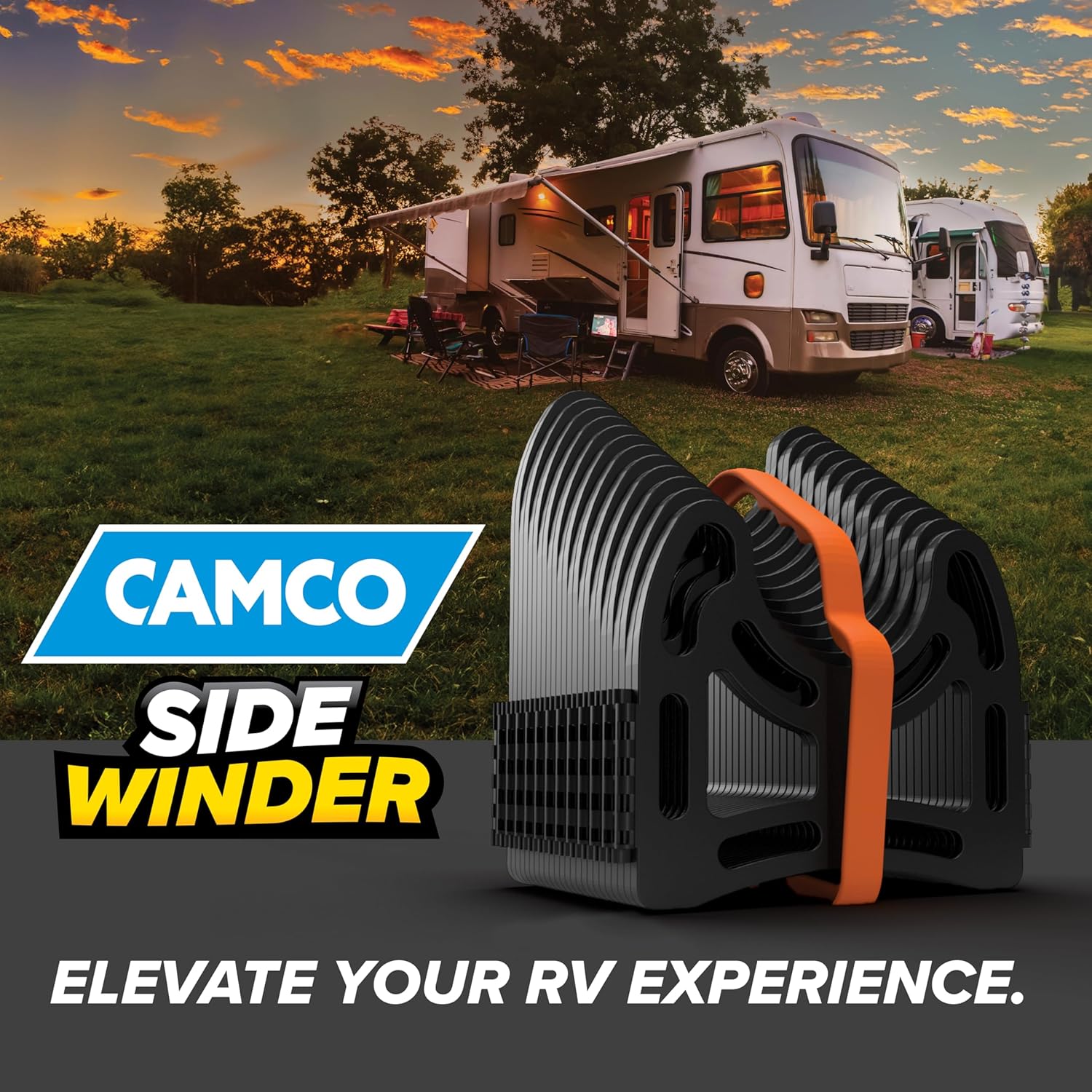 Camco Sidewinder 10-Ft RV Sewer Hose Support - Flexible Telescoping Design for Avoiding Obstacles & Deep Cradles Secure RV