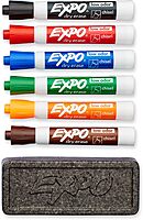 EXPO Low-Odor Chisel Tip Dry Erase Marker Set with Organizer and Eraser