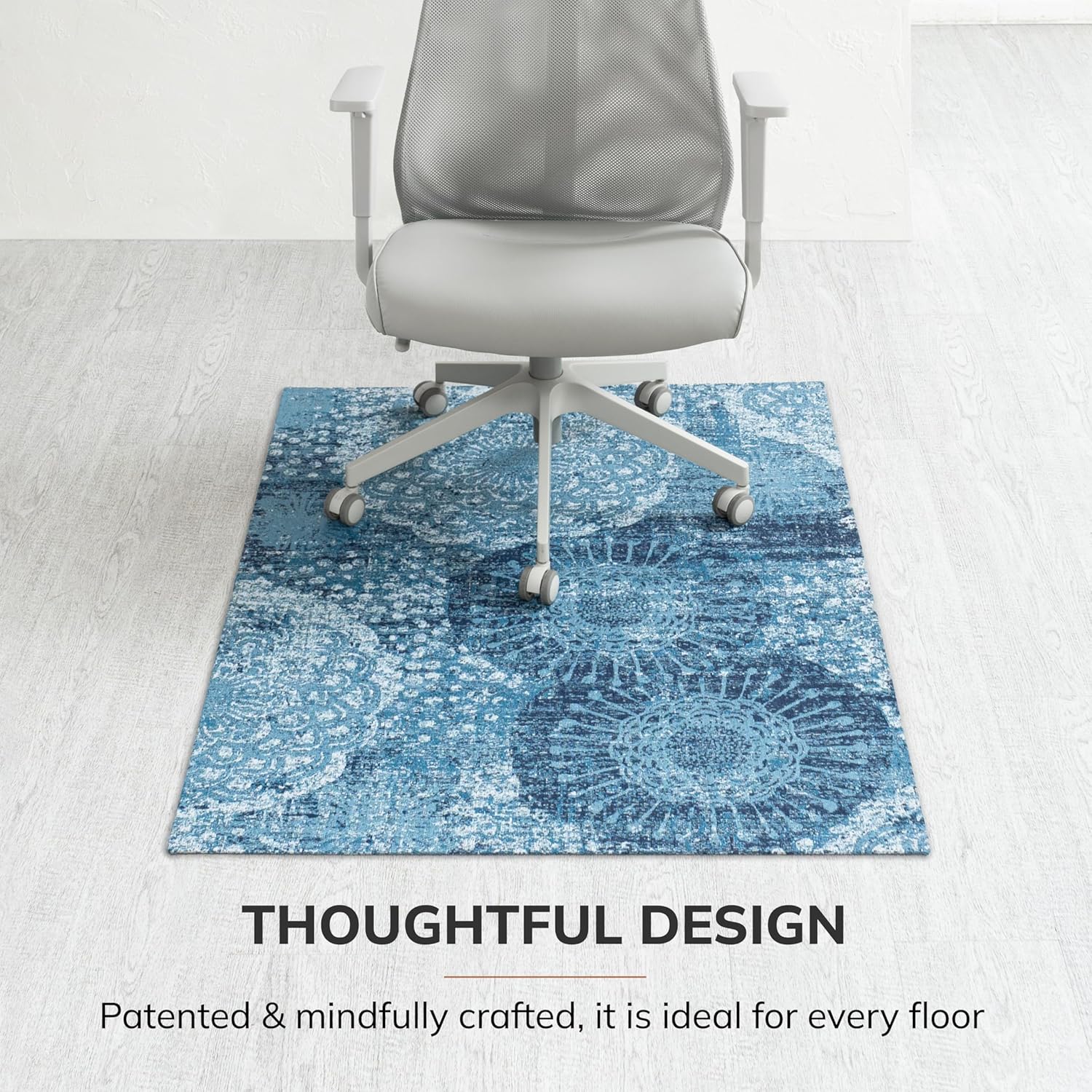 Anji Mountain Rug'd Office Chair Mat for Carpet & Hardwood Floor - Jacquard Woven Top, Anti-Slip Backing, Low Pile