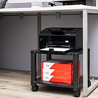 Mind Reader Rolling Printer Cart, Utility Cart, Printer Stand, Under Desk Storage, Office, 17.25"L x 13.5"W x 14.25"H, Black 2-Shelves