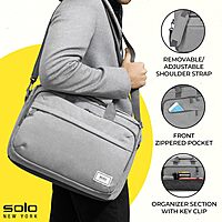 Solo New York Briefcase - Laptop Carrying Bag for Women & Men, Brief for Travel & Work, Front Zippered Pocket