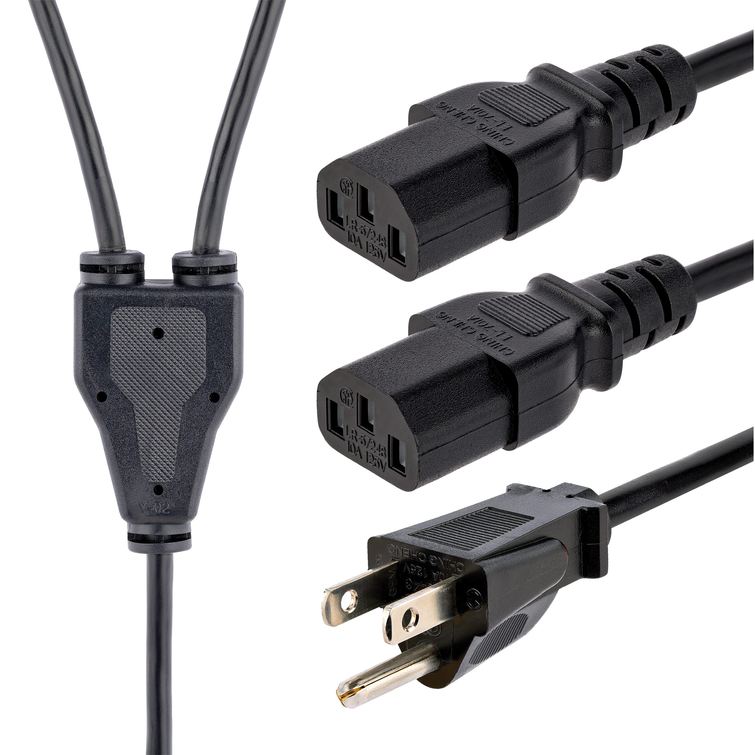 StarTech.com Computer Power Cord NEMA 5-15P to IEC C13 18AWG 125V 10A