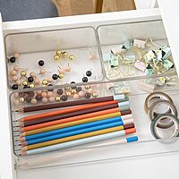 Martha Stewart Grady Stackable Plastic Storage Boxes with Lids, Set of 3