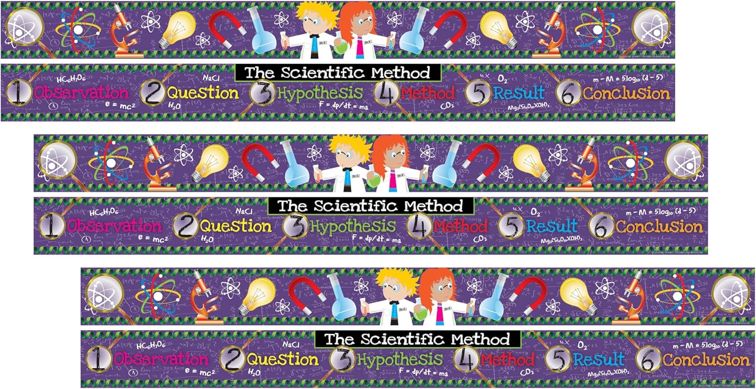 BARKER CREEK Double-Sided Border, Science and Scientific Method, for Bulletin Boards, Reception Areas, Halls, Break Rooms