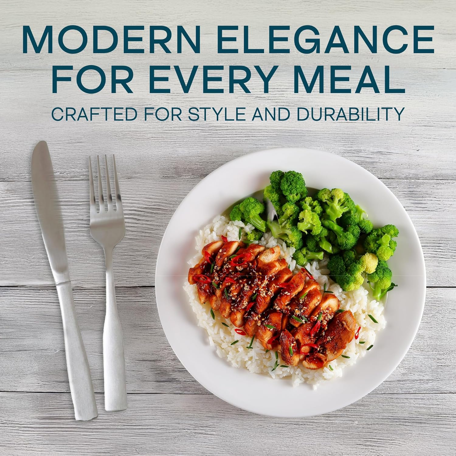 Gibson Home Abbeville 61-Piece Flatware Set with Wire Caddy - Includes Forks, Knives