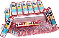 Charles Leonard Creative Arts Watercolor Paint Pan Kit Class Pack, 8 Assorted Colors, 1 Oz Palette Tray, 36 Kits/Box (40536)