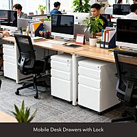 Mount-It! 3 Drawer Mobile File Cabinet with Lock and Wheels