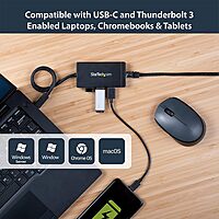 StarTech.com USB-C to Ethernet Adapter - Gigabit - 3 Port USB C to USB Hub and Power Adapter - Thunderbolt 3 Compatible