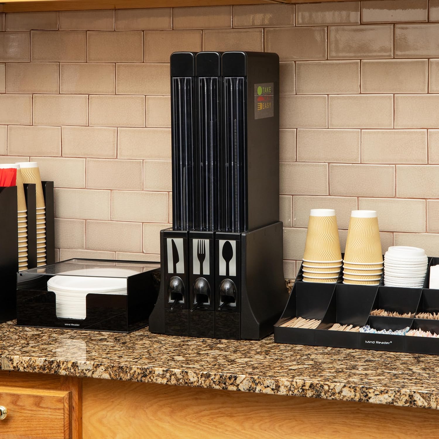 Mind Reader Utensil Dispenser, Silverware Organizer, Plastic Fork Spoon Dispenser, Kitchen, 10.25" L x 10.75" W x 24.5" H