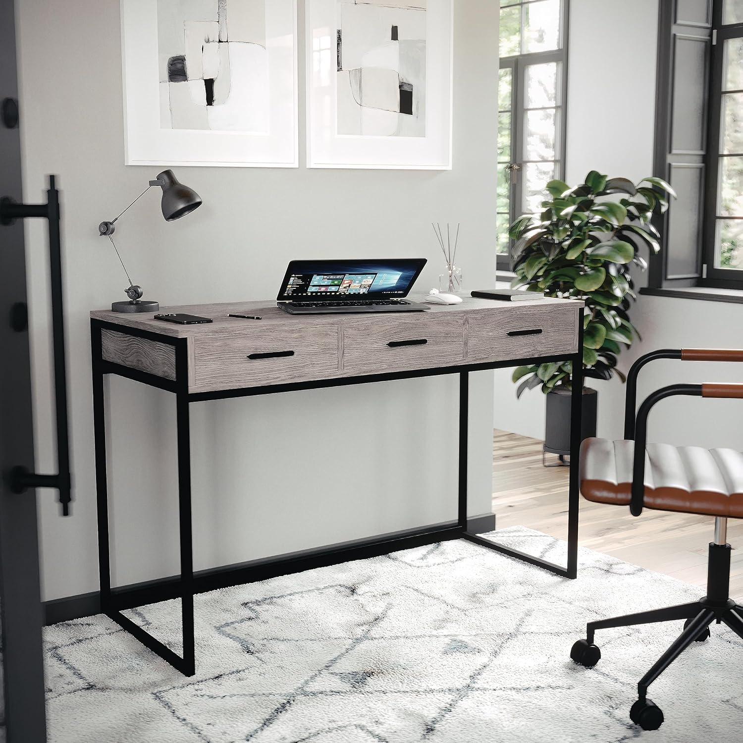 Martha Stewart Ollie Home Office Desk with 3 Drawers