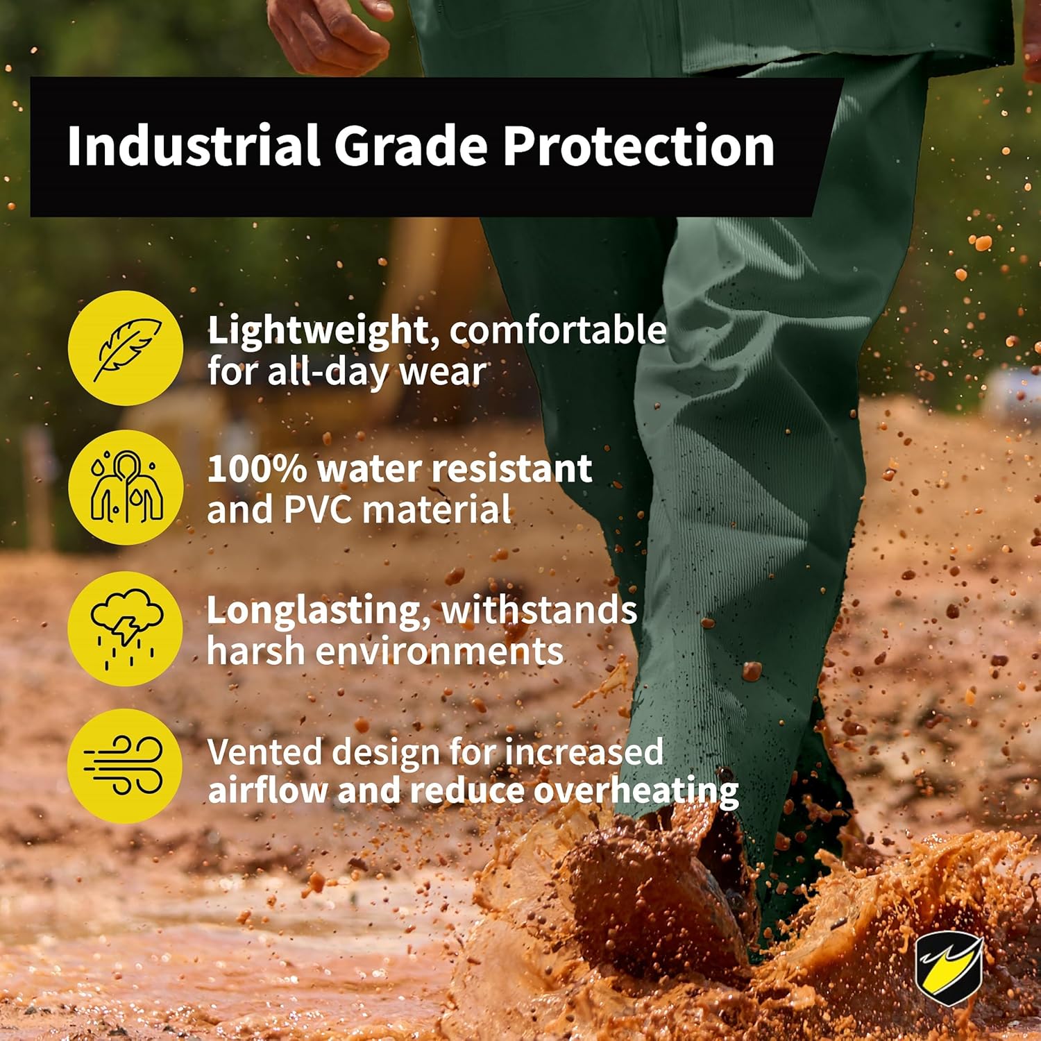 ONGUARD, Sitex 3 Pc Rain Suit, 100% Waterproof PVC, Lightweight and Durable, Green, 76600, Size 2XL US