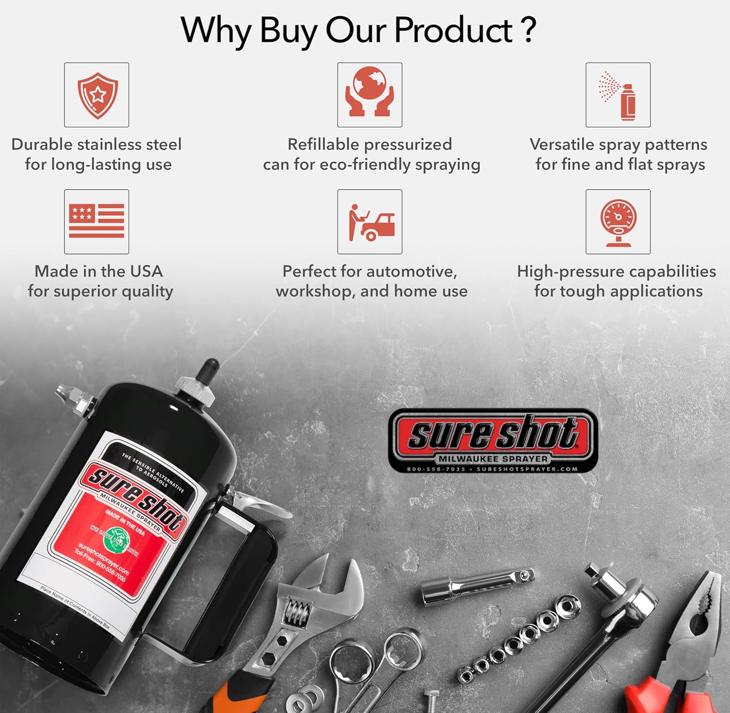 SURE SHOT A1000B 1-Quart Non Aerosol Sprayer - Refillable Pressurized Sprayer