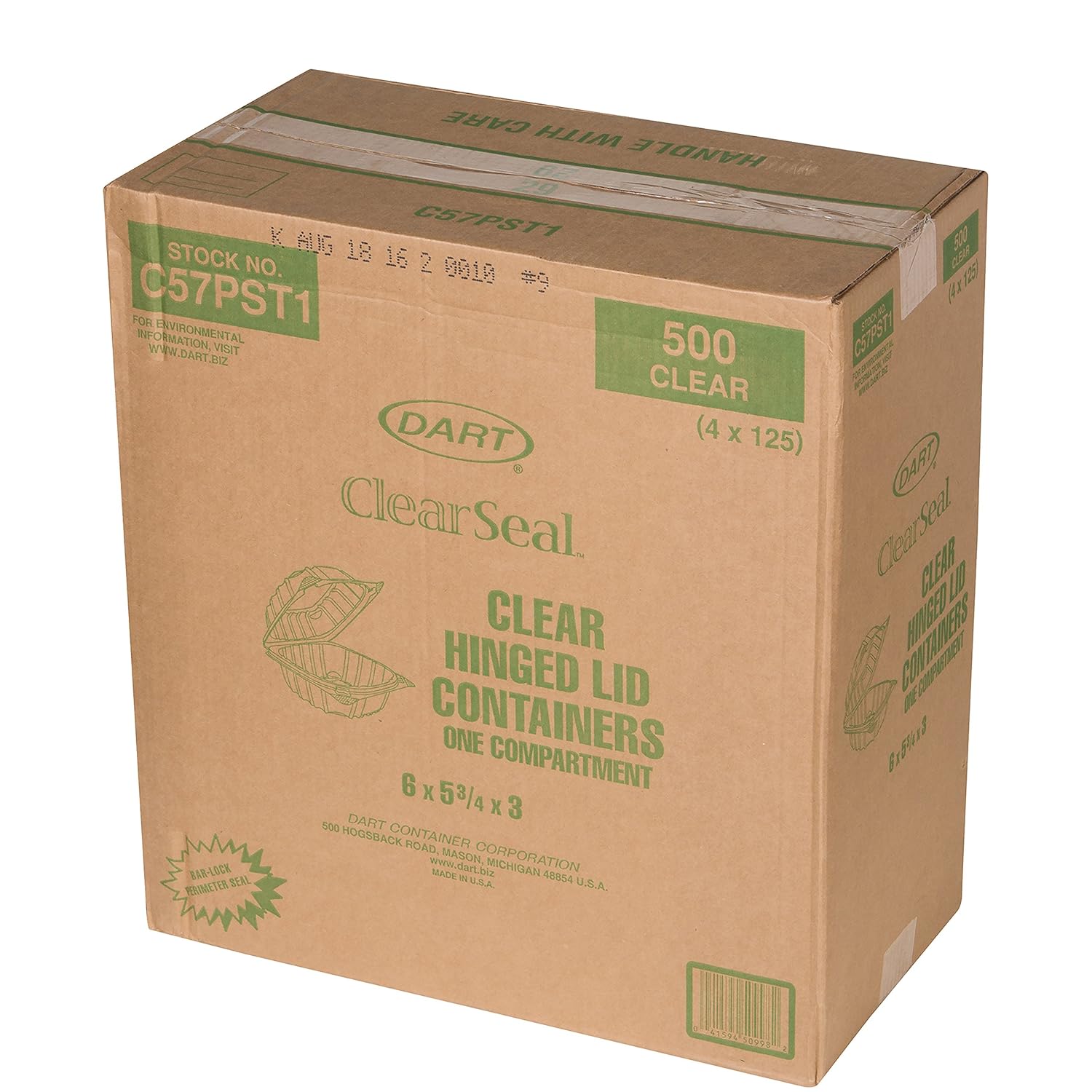 Dart C57PST1 OPS 6 in Clear Hinged Container, 6.0 X 5.8 in (Case of 500)