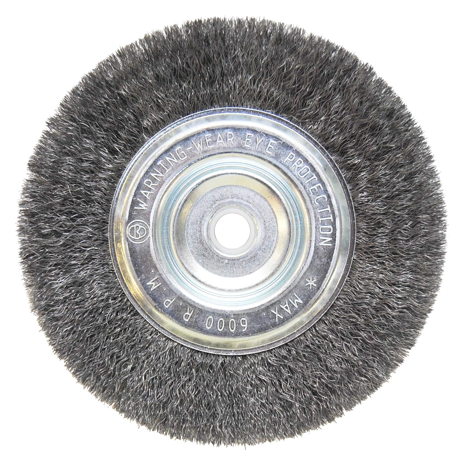 Weiler 36002 Vortec Pro 5/8"-1/2" Arbor, 6" Diameter, 0.008" Wire Size, Carbon Steel Bristles, Narrow Face