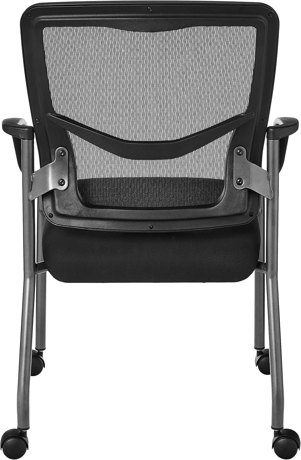 Office Star ProGrid Deluxe Stackable Visitor's Chair with Breathable Back and Padded Lumbar Support Seat