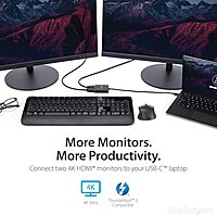 StarTech.com USB-C to Dual HDMI Adapter, USB Type-C Multi-Monitor MST Hub