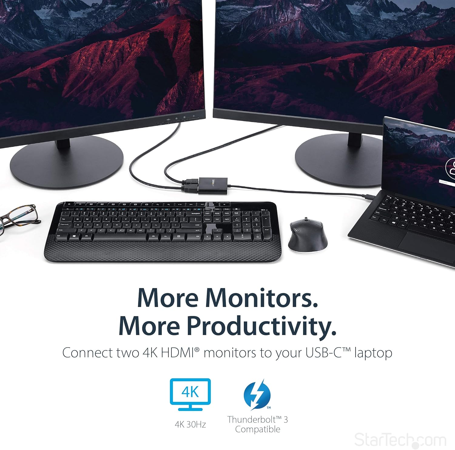 StarTech.com USB-C to Dual HDMI Adapter, USB Type-C Multi-Monitor MST Hub