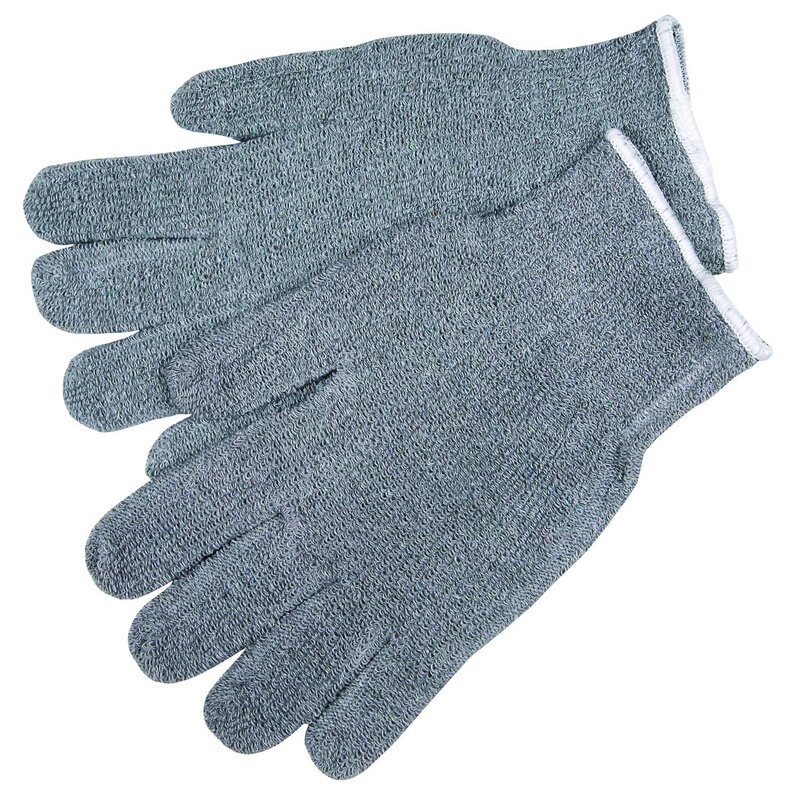 MCR Safety 9415KM Heavy Weight Cotton/Polyester Loop Out Terry Gloves, Gray, Large, 1-Pair