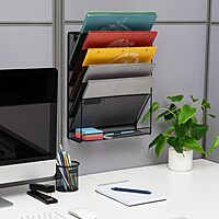 Mind Reader 5-Tier Vertical File Holder, Desktop Organizer, Wall Mount