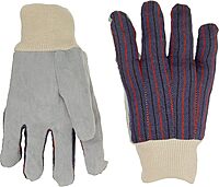 MCR Safety 1040 Cow Leather Lined Palm Men's Gloves with Cotton Back, Natural Pearl/Gray, Large, 1 Pair, 1-Pair