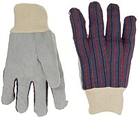 MCR Safety 1040 Cow Leather Lined Palm Men's Gloves with Cotton Back, Natural Pearl/Gray, Large, 1 Pair, 1-Pair