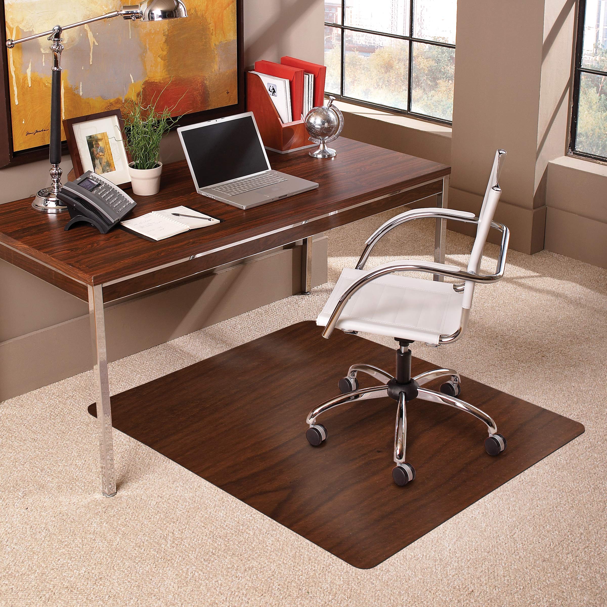 ES Robbins Trendsetter Chair Mat, 36"x48" Rectangle Dark Cherry Woodgrain Design 36"x48"