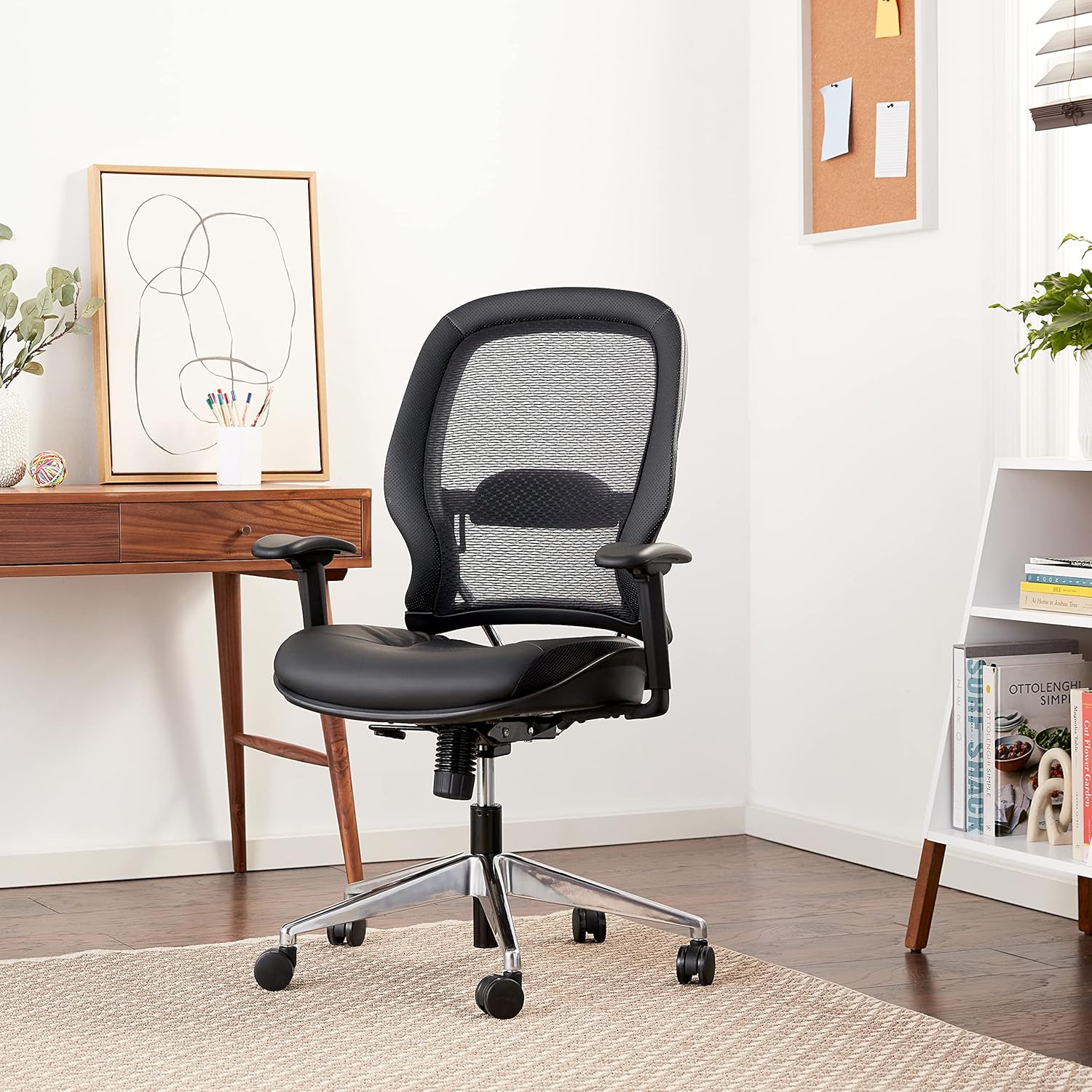 SPACE Seating Professional AirGrid Back and Eco Leather Seat and Trim, 2-to-1 Synchro Tilt Control
