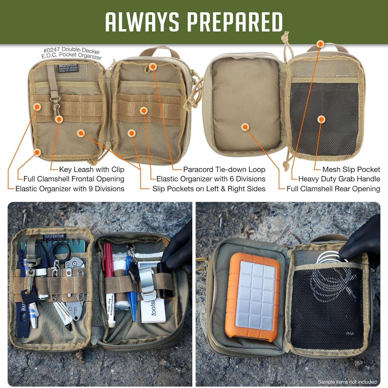 MAXPEDITION Double-Decker EDC Pocket Organizer (5” x 2.5” x 7”)