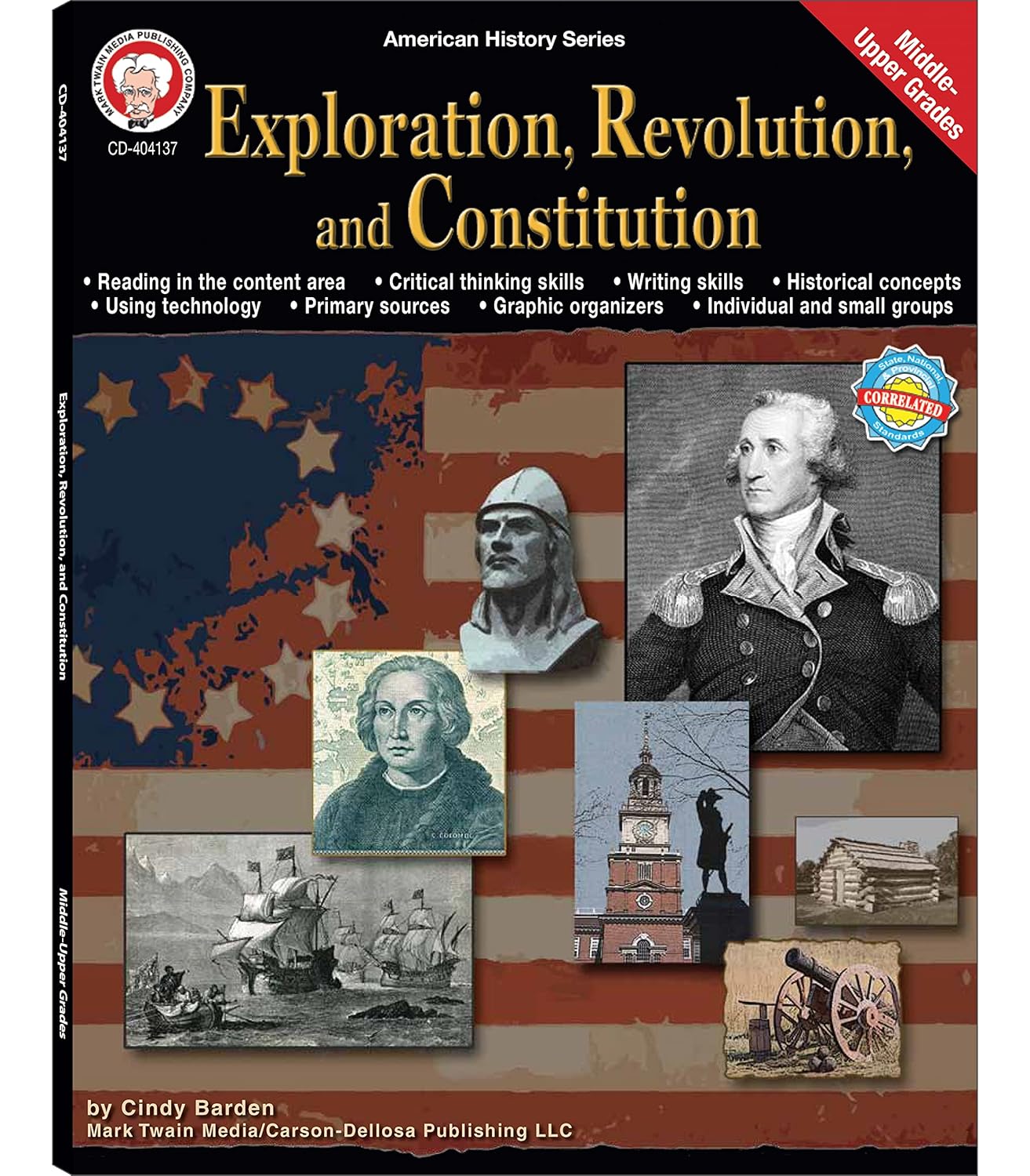Mark Twain American History Workbook, Grades 6-12, Exploration, American Revolution, and Constitution