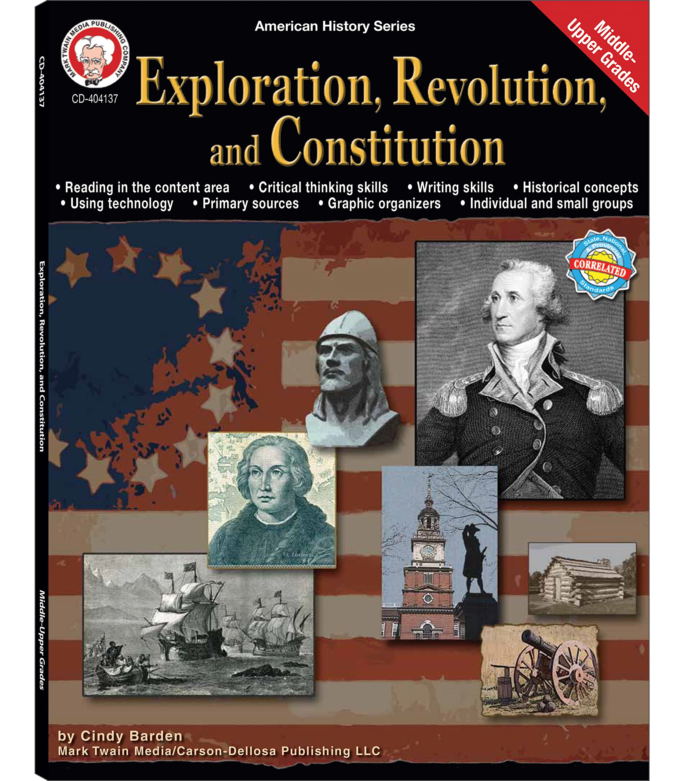 Mark Twain American History Workbook, Grades 6-12, Exploration, American Revolution, and Constitution