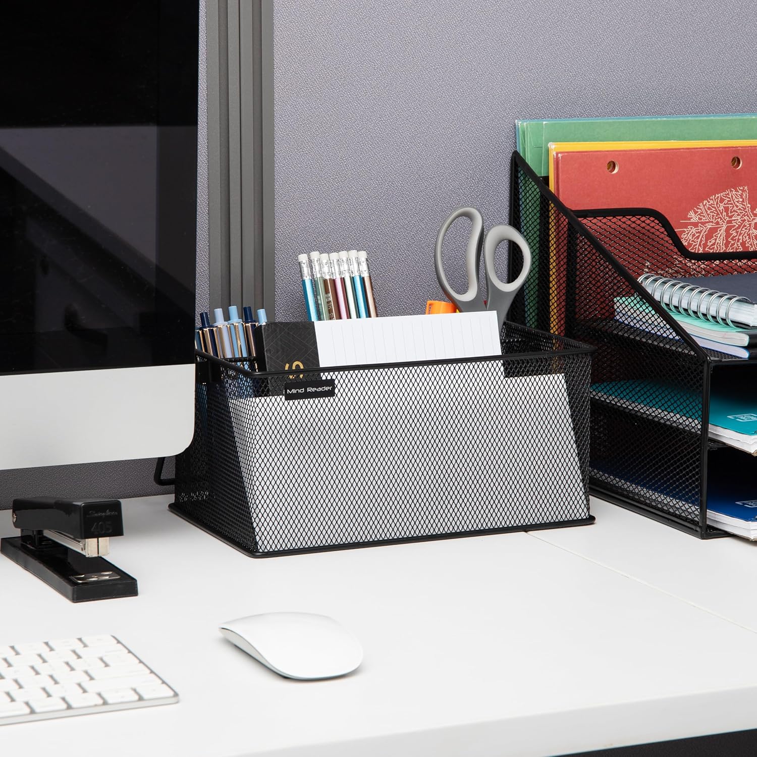 Mind Reader Utensil Holder, Silverware Organizer Caddy, Metal Mesh, 10L x 7W x 4.75H