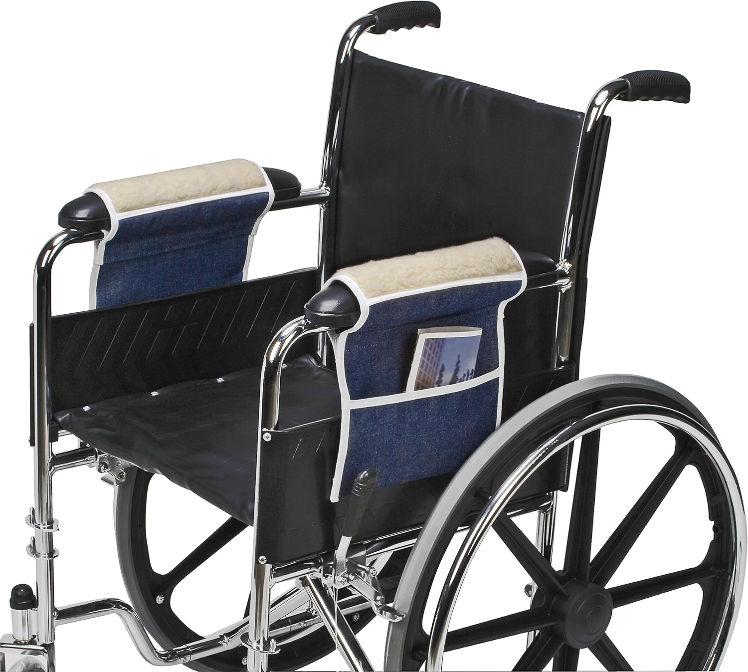 DMI Wheelchair Arm Pads, Wheelchair Armrest Pouch, Denim, Pair of 2 (10 x 9 in)