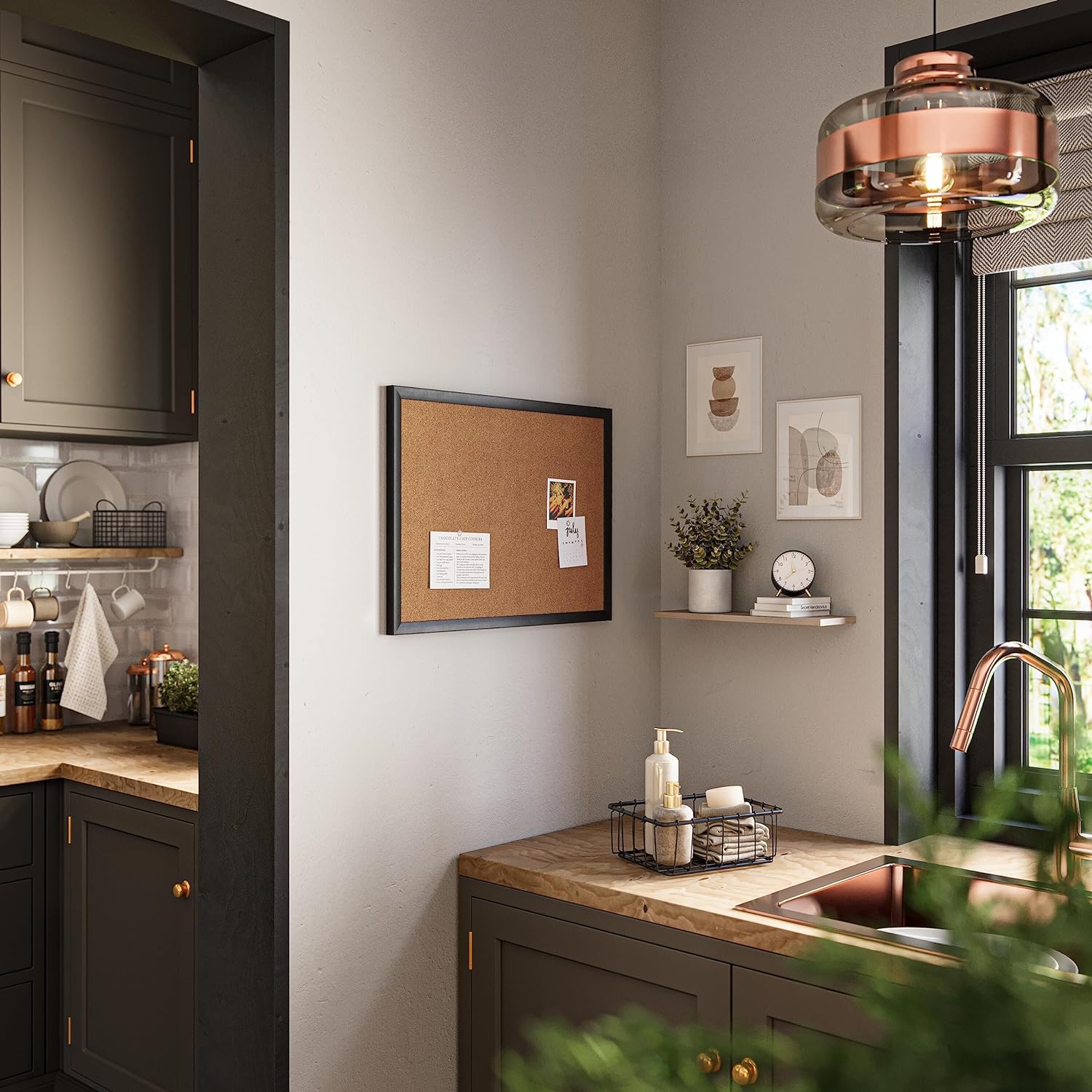 U Brands Cork Bulletin Board with Wood Frame