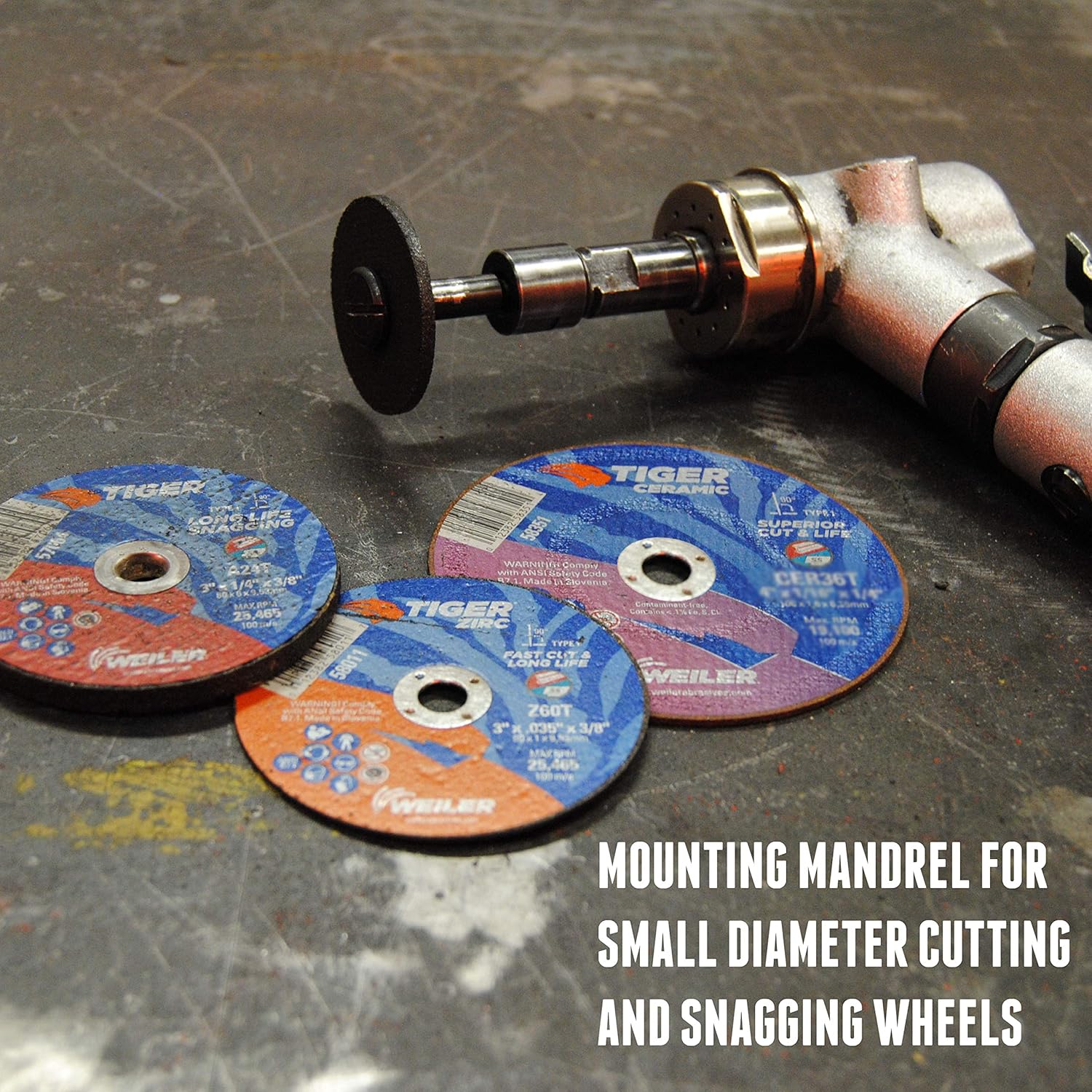 Weiler 56490 Mounting Mandrel For Cut-Off Wheels W/3/8" Arbor Hole, 1/4" Stem Mandrel Only