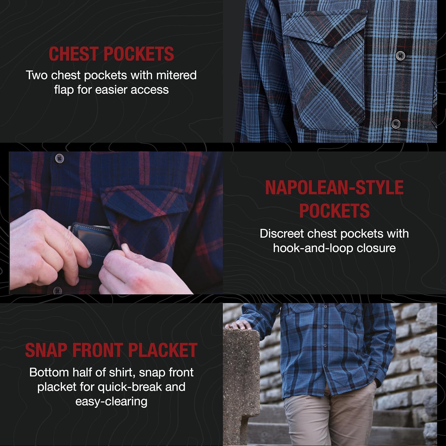 VERTX Canyon River Men's Tactical Flannel Shirt Long Sleeve