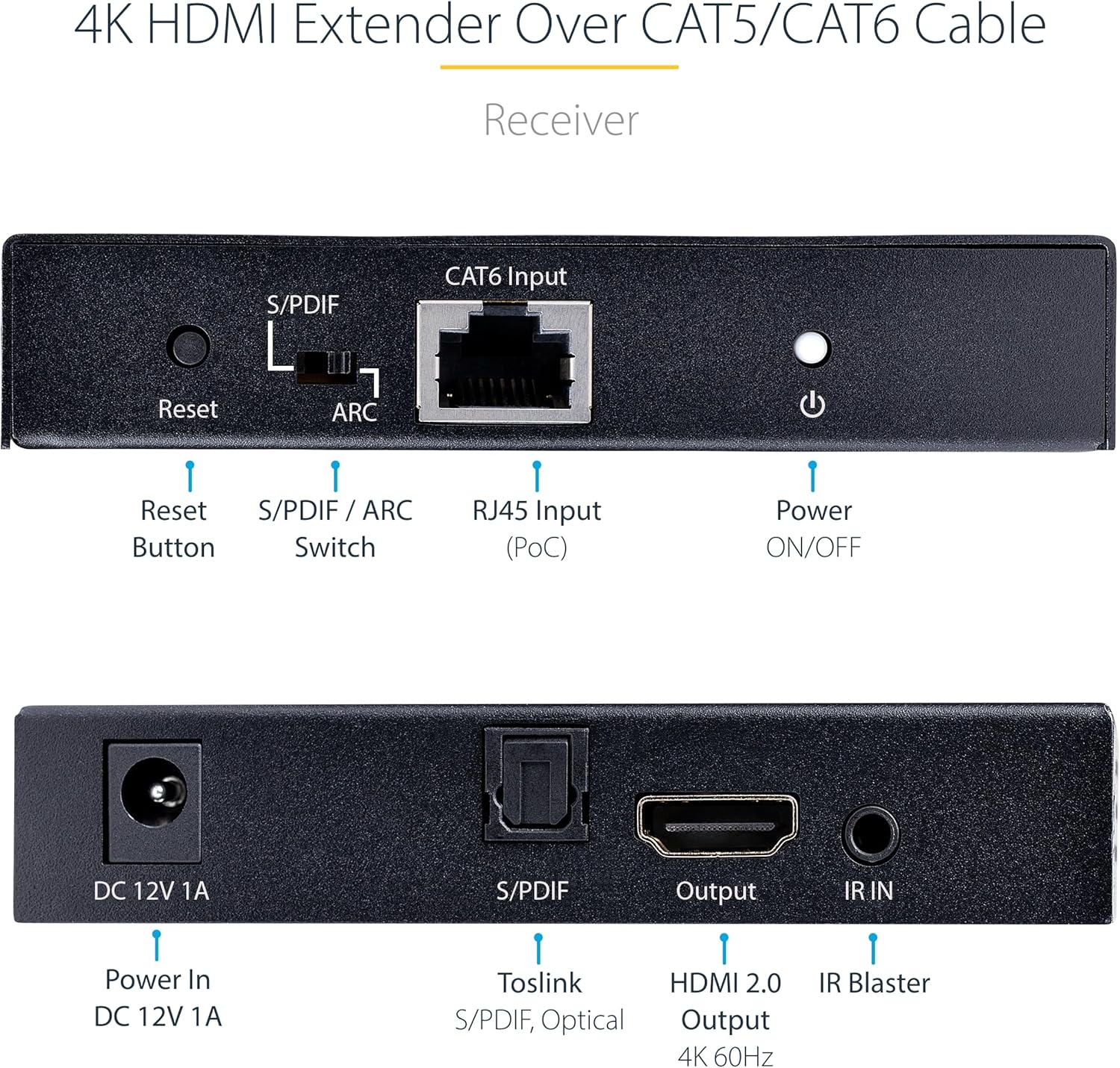 StarTech.com 4K HDMI Extender over CAT5e/CAT6 Cable, Transmitter & Receiver Kit