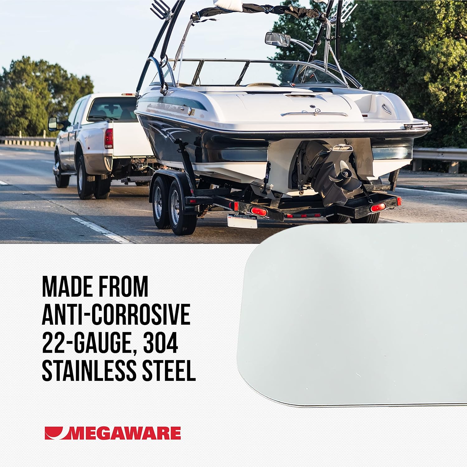 Megaware - ScuffBuster Bow Guard for Boats - Protects from Scuffs and Scratches - Stainless Steel Shield with 3M Adhesive