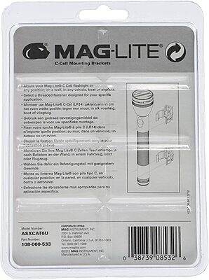 Maglite Black Universal Mounting Brackets for C-Cell Flashlight, 2 pk