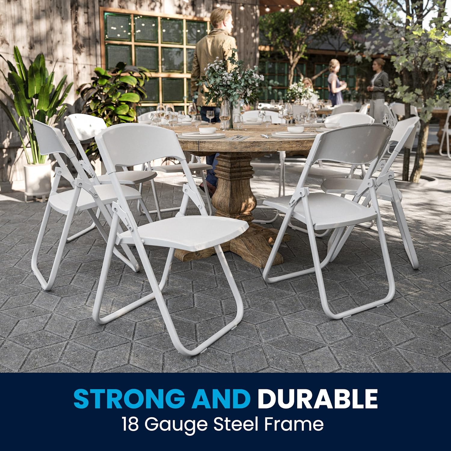 Flash Furniture HERCULES Series 500 lb. Capacity Heavy Duty Plastic Folding Chair with Built-in Ganging Brackets