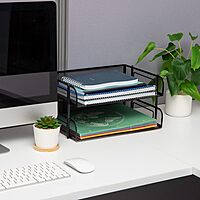 MIND READER Stackable Paper Tray Desktop Organizer, Metal Mesh