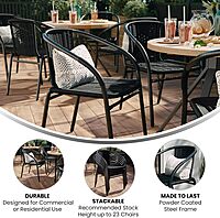 Flash Furniture Lila Rattan Stackable Indoor/Outdoor Dining Chairs