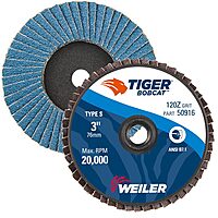 WEILER BobCat Zirconia Alumina Flap Discs, Plastic Backing, for Die Grinders