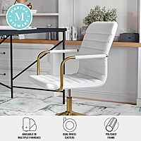 Martha Stewart Taytum Swivel Task Chair with Armrests for Home Office