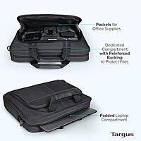 Targus unisex-adult Slim Briefcase With Crossbody Shoulder Bag 16 inch Black