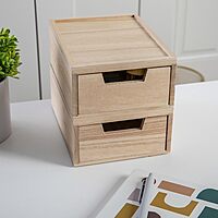 MARTHA STEWART Weston Stackable Wooden Storage Boxes with Pullout Drawers, Paulownia Wood Organizers