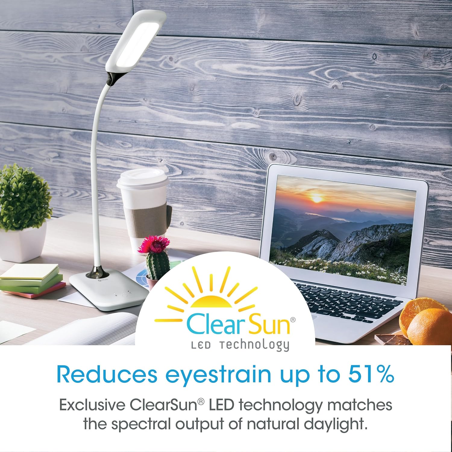 OttLite Enhance LED Sanitizing Desk Lamp with USB Charging – Eliminates up to 99.9% of Bacteria, Touch Activated