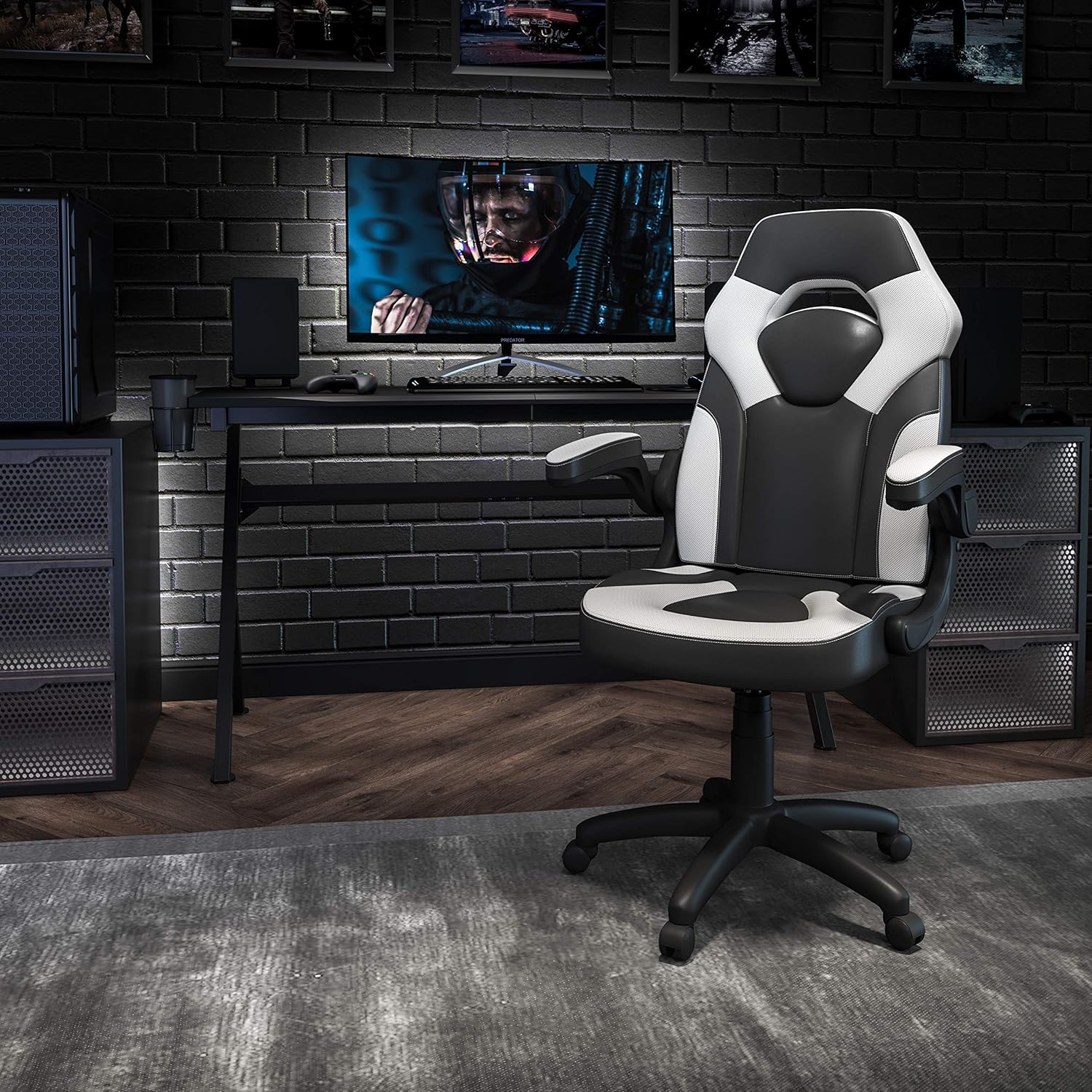 Flash Furniture X10 High-Back LeatherSoft Racing Style Gaming Chair with Flip-Up Arms