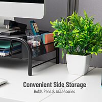 MIND READER Monitor Stand Ventilated Metal Mesh Laptop Riser and Desktop Organizer